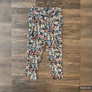 LOFT Floral Print Cropped Loose Stretch Waist Pants Sz. XS
